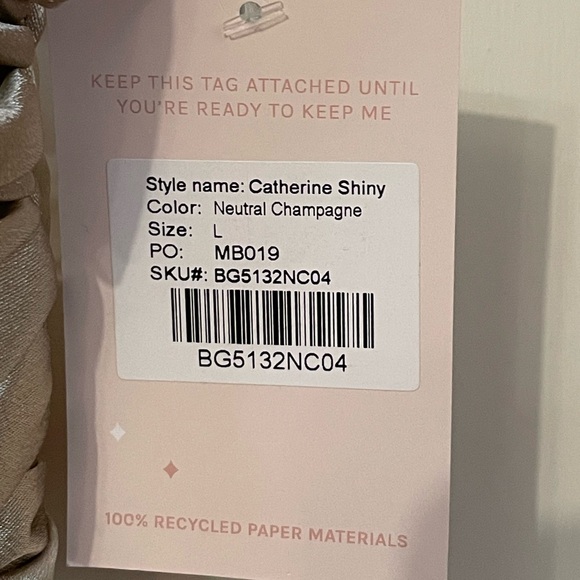 NWT Birdy Grey Catherine Dress. Shiny Satin - Neutral Champagne. Size Large. - Picture 5 of 11